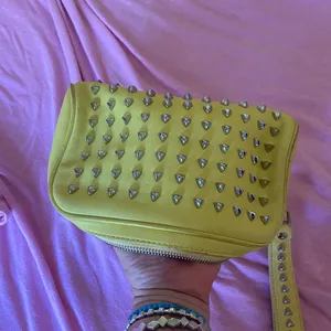Tory Burch bag silver Studded green neonish leather with handle thumbnail 1