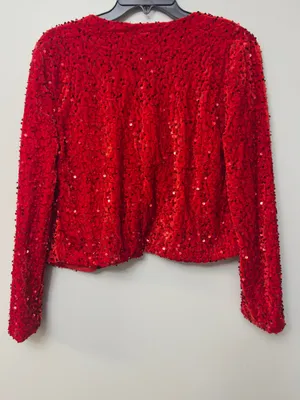 Source Unknown NWOT Red Sequin Bow-Tie Crop Jacket - Women's Sz Med thumbnail 4