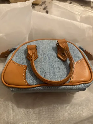 Denim & Tan Mini Satchel Handbag - Stylish Women's Purse Burberry thumbnail 2