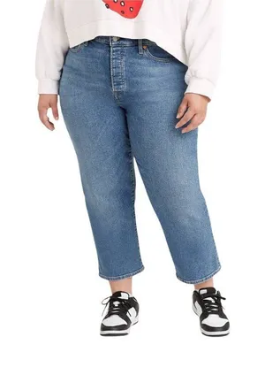 NWT Levi's Wedgie Straight Leg Jeans with Button Fly Love in the Mist Blue 20W thumbnail 1