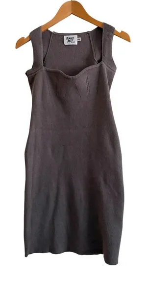 Princess Polly Mini Dress Women S/M Grey Excellent Ribbed Knit Sweetheart Corset thumbnail 1
