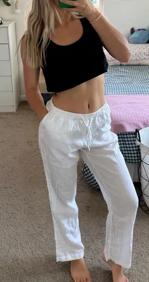 H&M Linen Pants White thumbnail 1