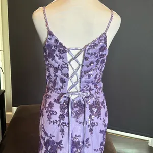 SOLD Purple Mermaid Fit Prom Party Dress Sparkly Sequins Lace Up Back Size 2 thumbnail 5