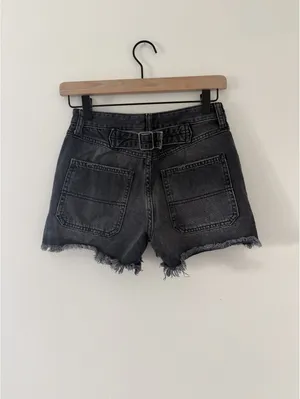 Free People Whimsigoth Jesse Carpenter Washed Black Denim Cotton Shorts 24 thumbnail 11