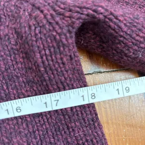 LL Bean Lambs Wool Knit Cardigan Sweater Zip Fair Isle Burgundy Small thumbnail 5
