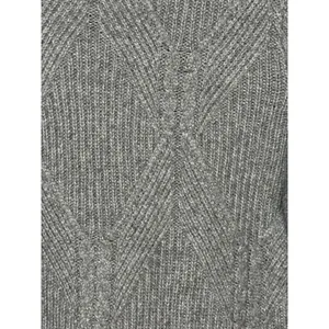 Liz Claiborne Sweater Womens Small Gray Metallic Knit Mock Neck Diamond Ribbed‎ thumbnail 3