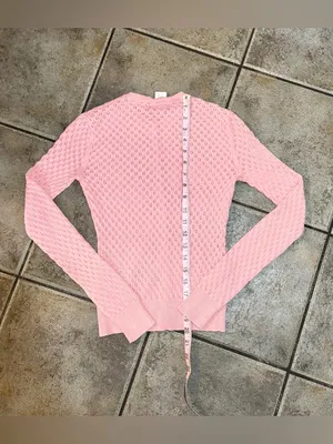 Frenchi Vintage Pastel Pink Pointelle Knit Button Up Cardigan Sz XS thumbnail 4