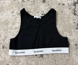 Sporty & Rich Serif Logo Cropped Tank Top Size XL thumbnail 1