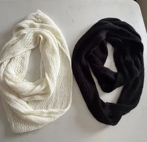 Cream and Black Knit Infinity Scarves - Women Accessories thumbnail 1