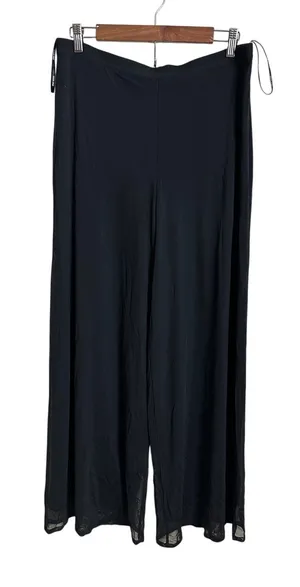 Tadashi Shoji Mesh Black Wide Leg Dress Pants Gala Core Dark Romantic Womans XL thumbnail 1