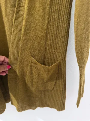 J crew mustard open front pocket knit cardigan  thumbnail 3