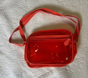 Clear Red Crossbody Bag with Adjustable Strap thumbnail 1