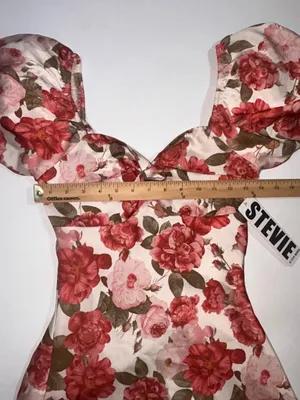 Stevie by Steve Madden Floral Puff Sleeve Mini Dress XS Rose Print thumbnail 6