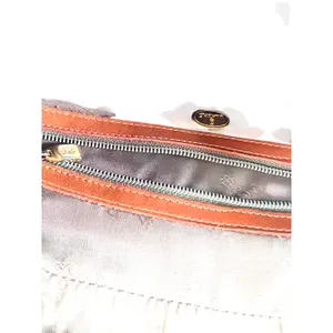 Vintage 90's Lladro purse Bag Shoulder Crossbody Woven Leather Brown Brass thumbnail 7
