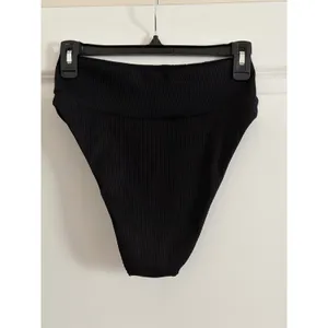 Aerie Black Ribbed High Cut Cheeky Bikini Bottom Medium NWT thumbnail 3