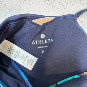 Athleta Womens Blue Green Floral Halter Bikini Swim Top Size‎ S 213462-00 thumbnail 3