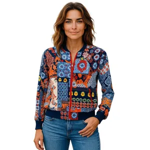 NY&C New York & Company Patchwork Quilted Bomber Jacket Small Cottagecore thumbnail 14