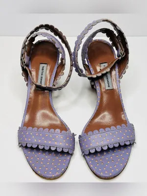 Tabitha Simmons Leticia Lavender Purple Perforated Leather Sandals Heels Shoes thumbnail 11