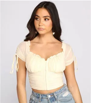 Windsor Hooked In Ruched Crop Top thumbnail 1