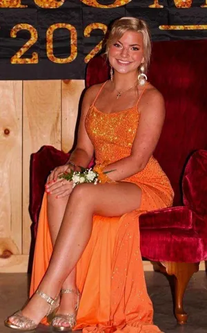 Ellie Wilde Orange Prom Dress thumbnail 4