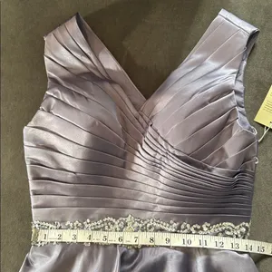 Women’s V-Neck Full Length Satin Formal Prom Dress Zip Up Back Size S NWT thumbnail 9