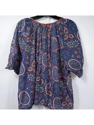 Natural Life Boho Paisley Peasant Top Size XL thumbnail 9