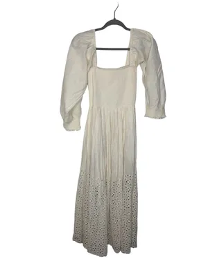 🤍 Free People Perfect Storm Cotton Eyelet Maxi Dress‎ XS 🤍 thumbnail 2