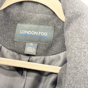 London Fog Womens XL Charcoal Gray Wool Blend Coat with Plaid Scarf 175069 thumbnail 2