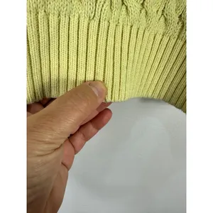 Mark Fore & Strike Butter Yellow Cable Knit Sweater Women Large Fisherman Cotton thumbnail 6