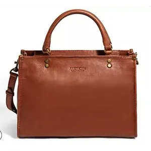 American Leather Co Long Beach Satchel Crossbody Bag Brandy Brown thumbnail 1