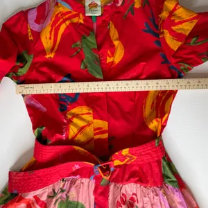 Farm Rio Tropical Fruit Printed Mini‎ Shirt Dress Small Multicolor Belted Resort thumbnail 12