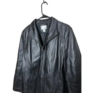 Vintage East 5th Black Genuine Leather Zipper Front‎ Jacket Women's Medium thumbnail 2