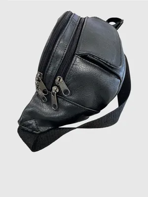 Genuine Leather Black Fanny Pack Belt Bag Crossbody Waist Pack Multi Zip Travel thumbnail 3