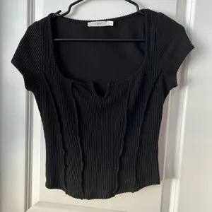 LUSH Ribbed Black Top thumbnail 1