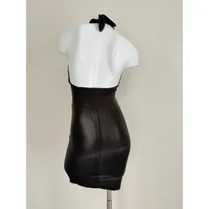 joyce leslie halter bodycon mini dress xxsmall deep-V y2k goth cyber 90s Vintage thumbnail 11