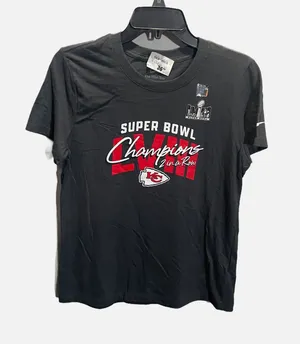 Nike‎ T-Shirt Womens Medium Black Super Bowl LVIII Champions Chiefs NFL Graphic thumbnail 1