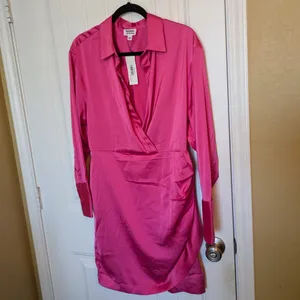 The Drop hot pink shirt dress small Size L thumbnail 2