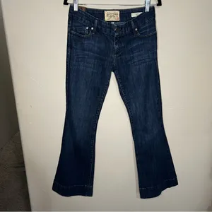 Dylan George & Co Diane Flare Dark Blue Low Rise Trouser Denim Jeans‎ thumbnail 3