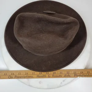Indiana Jones Brand Wool Hat Mens Small Brown Stylish Bow Ribbon Band 12" Fedora thumbnail 7
