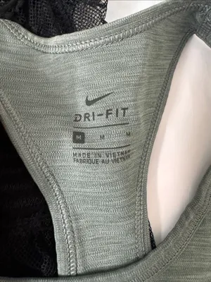 Nike Dri-FIT Racerback Sports Bra Heather Charcoal Grey Swoosh Womens Medium thumbnail 5