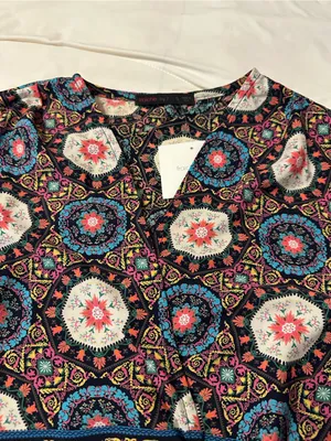 Fraiche by J Nadia Faux Wrap Boho Printed Long Sleeve Midi Dress - NWT - Size S thumbnail 8