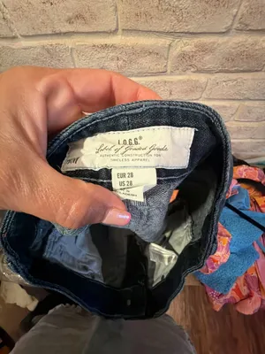 H&M L.O.G.G. Dark Wash Printed Denim Jean Shorts thumbnail 3