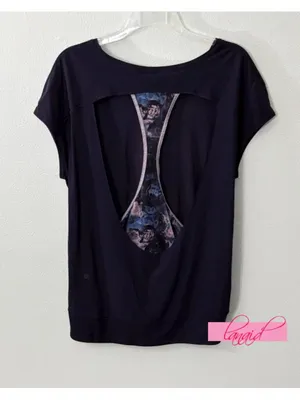 Lululemon If You're Lucky Short Sleeve Naval Blue Moody Mirage Open Cut-Out Back thumbnail 10
