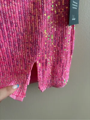 Lulus Bold Aesthetic Hot Pink Sequin Lace-Up Bodycon Mini Dress Size XS Mobwife thumbnail 10