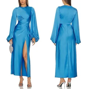 NWT Significant Other Lara Blue Satin Long Sleeve Maxi Dress Size 4 thumbnail 3