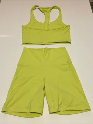 Bright Yellow Set Active SportBody Set Sports Bra Tank Top and Shorts Set thumbnail 6