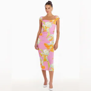 Amanda Uprichard Rebecca calypso Pink Floral Midi Dress XS thumbnail 2