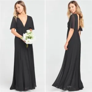 SHOW ME YOUR MUMU Faye Flutter Maxi Black Women's Chiffon‎ Dress M $198 thumbnail 2