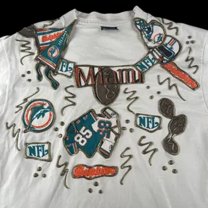 Vintage Miami Dolphins NFL Football Fan Homemade Tee Shirt‎ Adult Medium 50/50 thumbnail 1