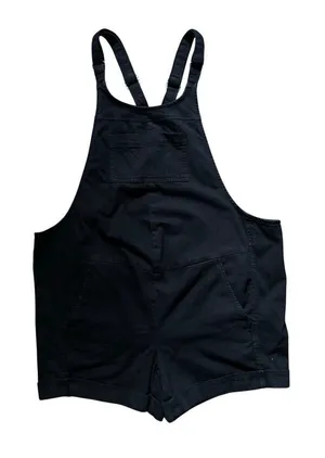 Jean Short Overalls Onesie Shortsie Shortalls Women’s Sz S Black denim Jorts thumbnail 1